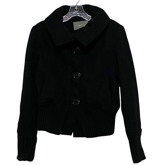 Apt 9 Wool Jacket Womens S Black Dark Academia Military Citycore Dollcore Classy - Picture 1 of 6